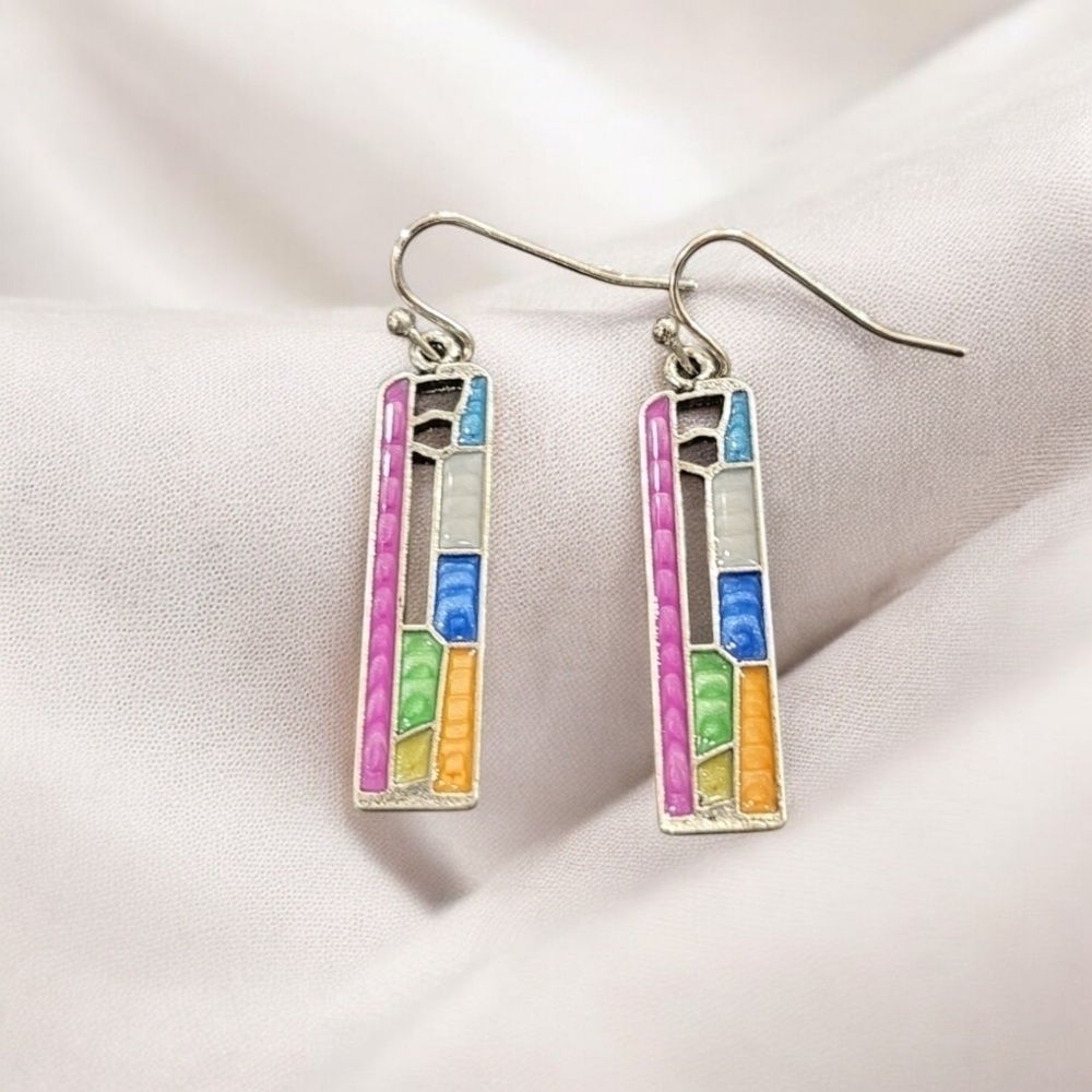 Colorful Abstract Bar Dangle Earrings